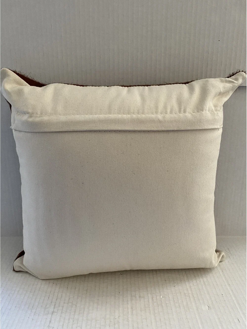 Pair of Natural Cowhide Throw Pillows Genuine Hair on Hide Brown White 16”